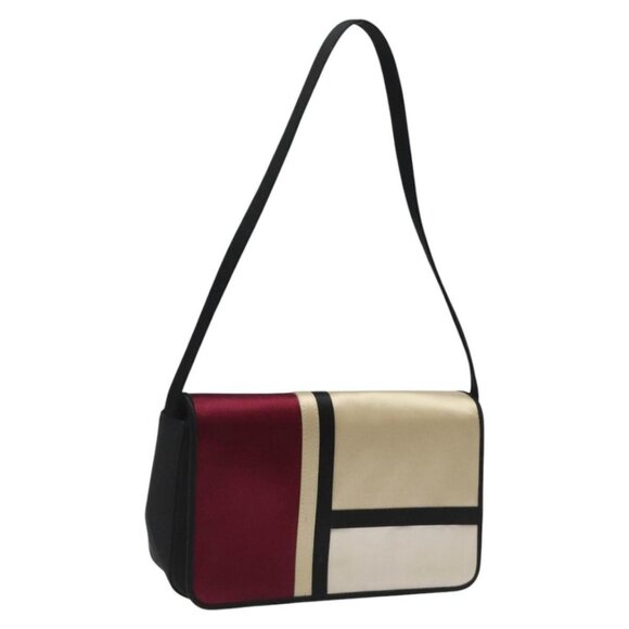 BURBERRY Shoulder Bag Satin Beige Auth ti2937 - Picture 1 of 16
